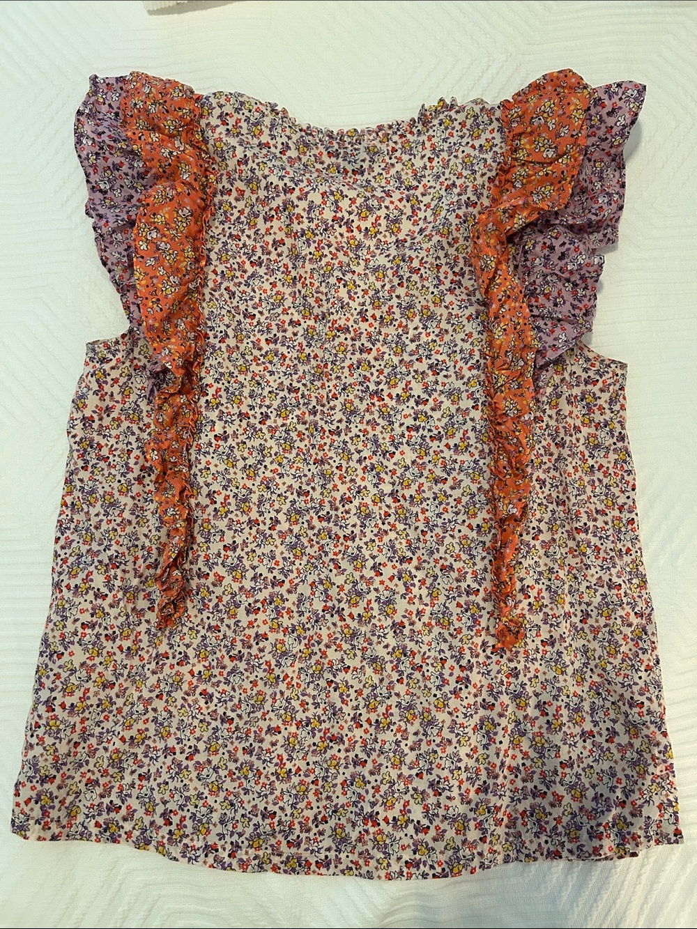 Ann Taylor Floral Ruffle Sleeve Blouse - Picture 3 of 5